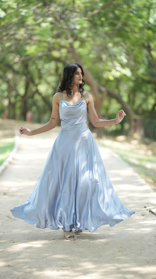 Satin Sky Long Dress